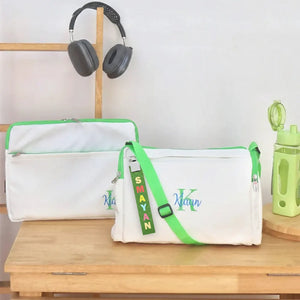 White Green Sports Duffle Bag