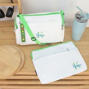White Green Sports Duffle Bag