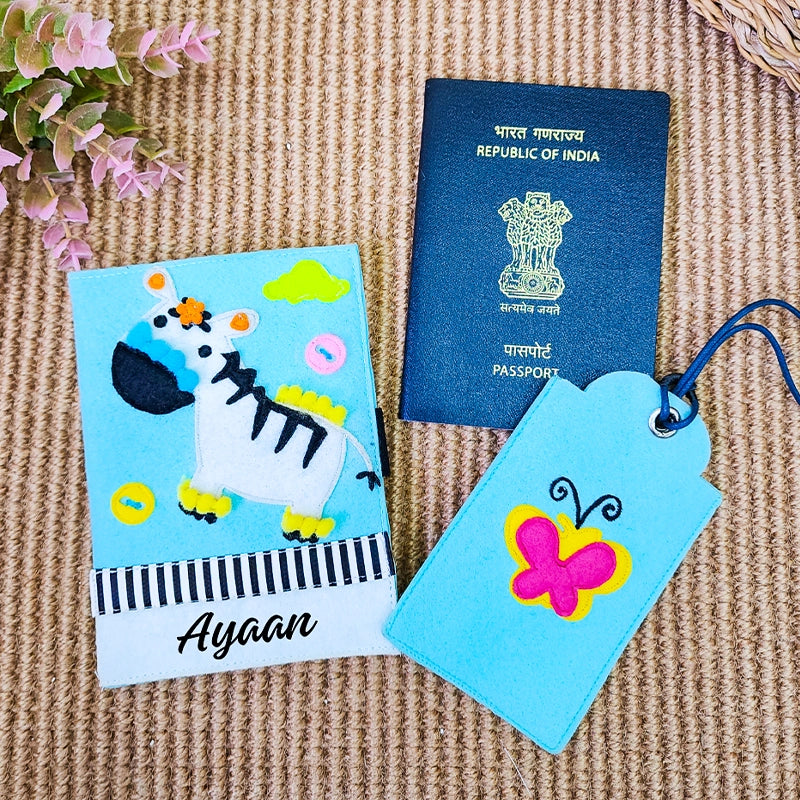 Zebra Felt Passport Cover & luggage Tag