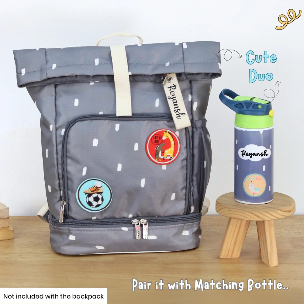 Grey Roll Top Backpack