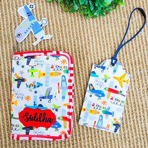 Aeroplane Print Passport Cover & Luggage Tag