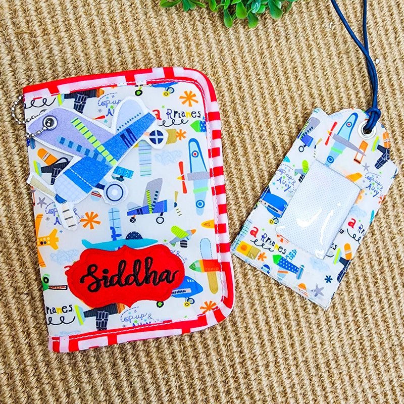 Aeroplane Print Passport Cover & Luggage Tag