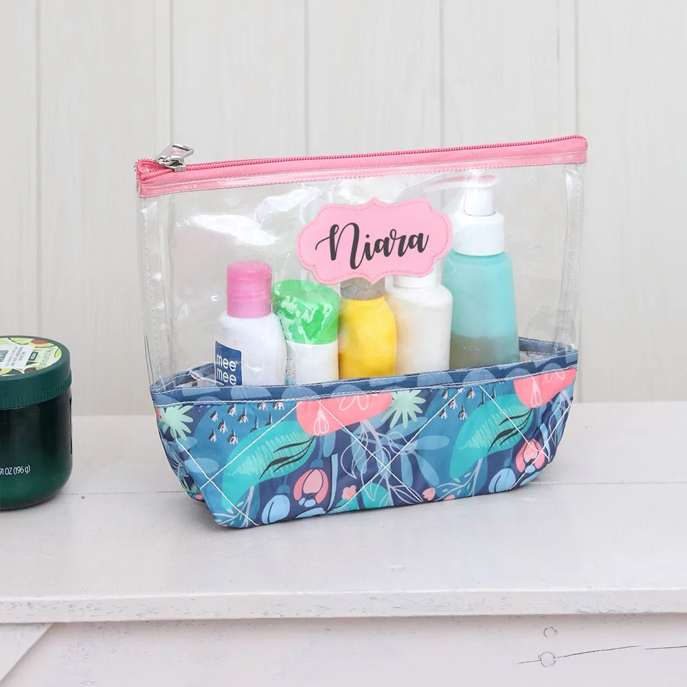 Clear Zip Kit - Blue Flower