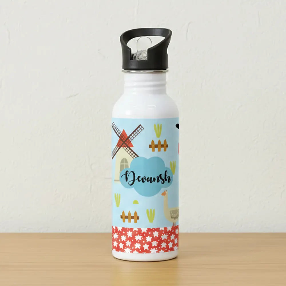Steel Sipper Bottle (750ml) - Farm Animal