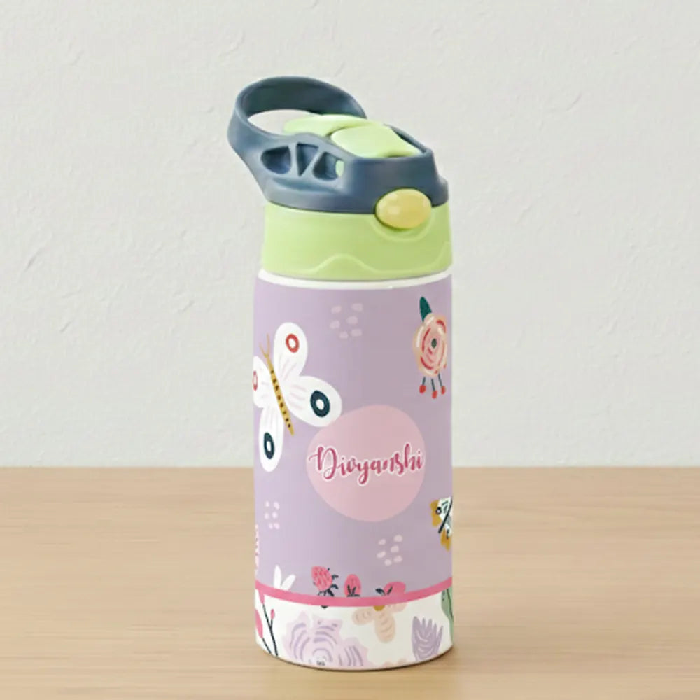 Insulated Steel Sipper Bottle (350ml) - Lilac Garden