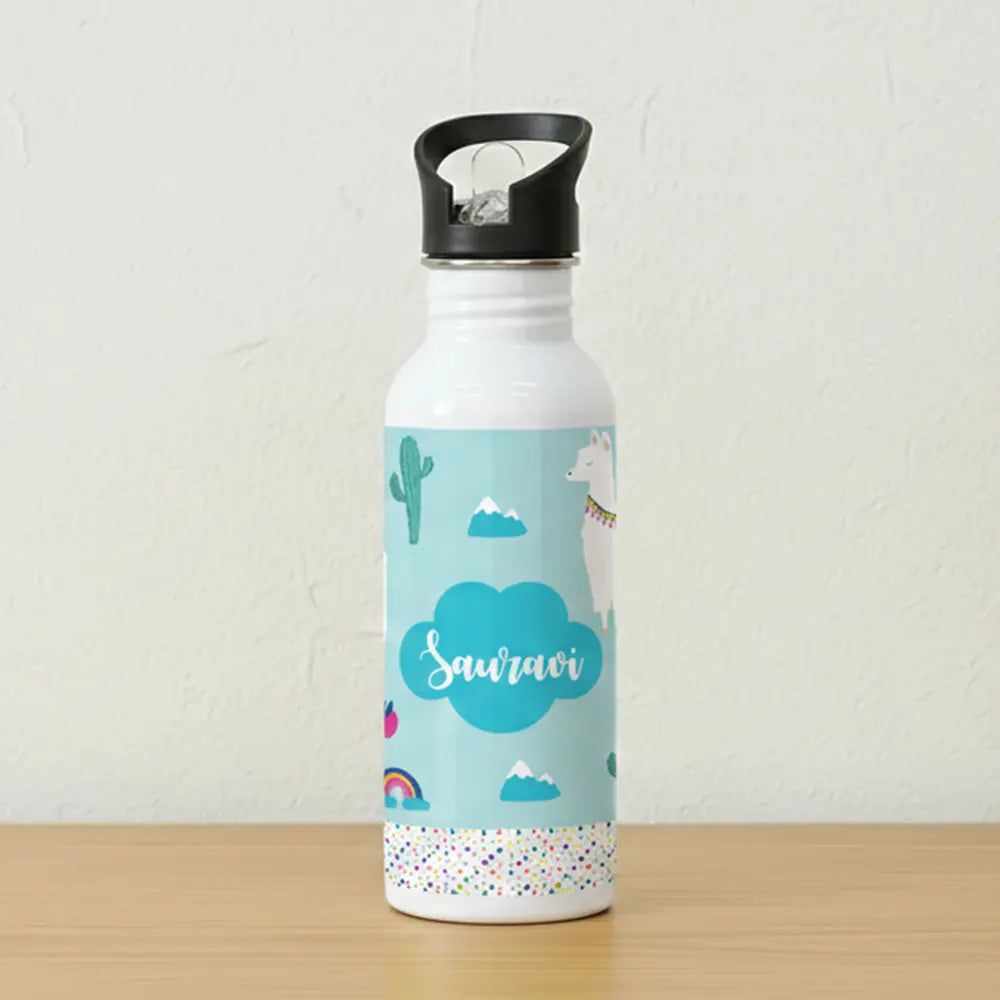 Steel Sipper Bottle (750ml) - Blue Llama