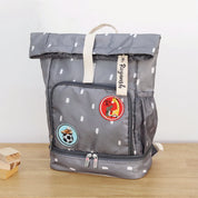 Grey Roll Top Backpack