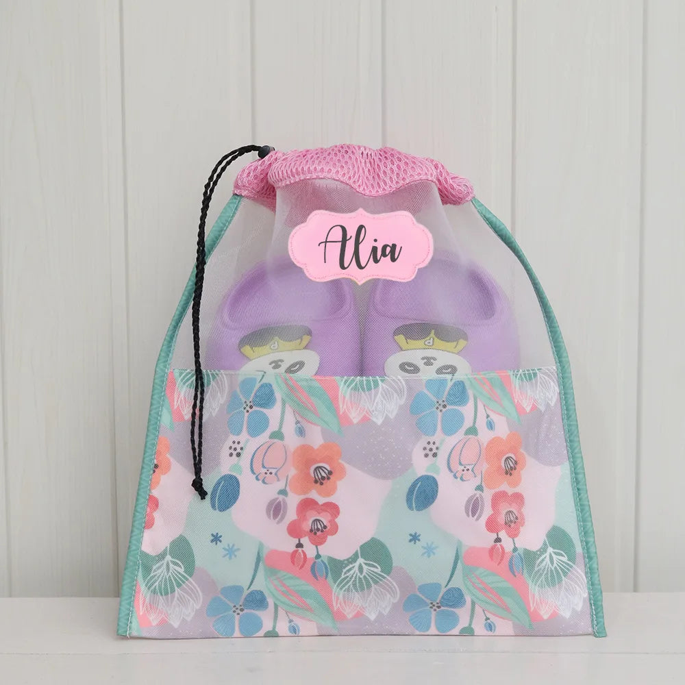Shoe Pouch - Pink Flower
