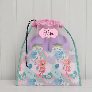 Shoe Pouch - Pink Flower