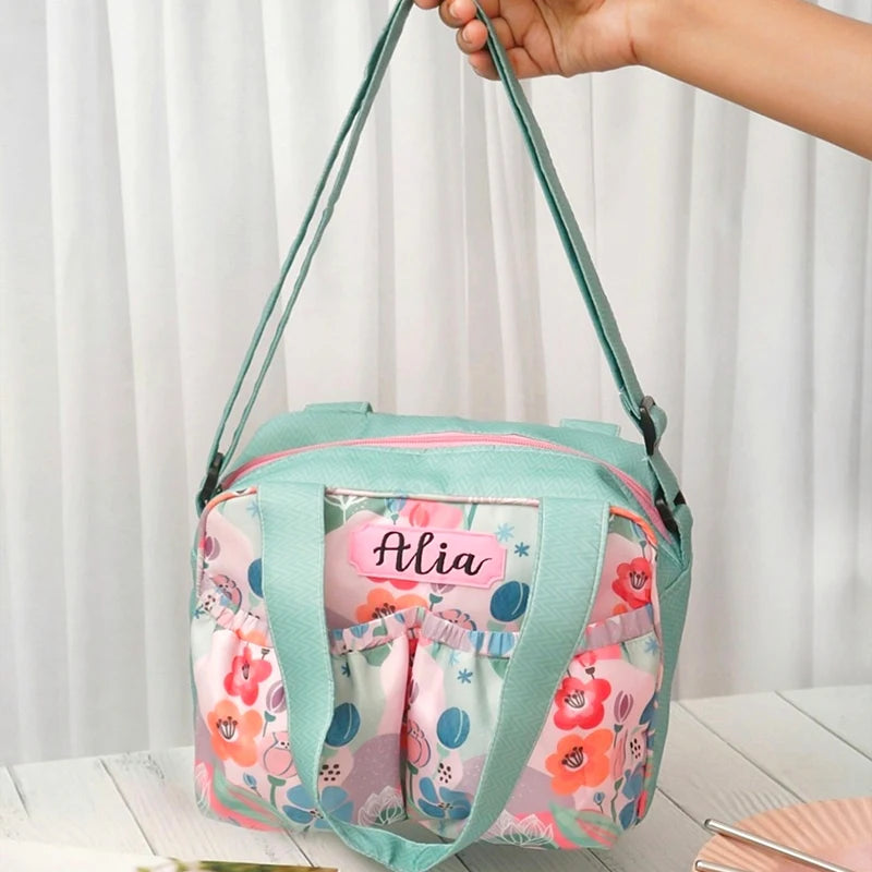 Pink Flower Insulated Tiffin Bag