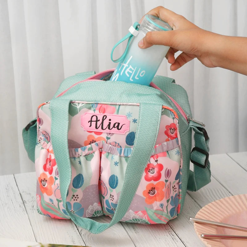 Pink Flower Insulated Tiffin Bag