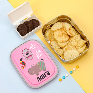 Pink Hippo Steel Lunch Box