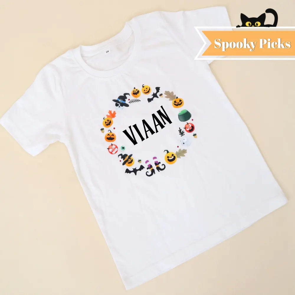 Personalized Spooky Pumpkin White T-shirt