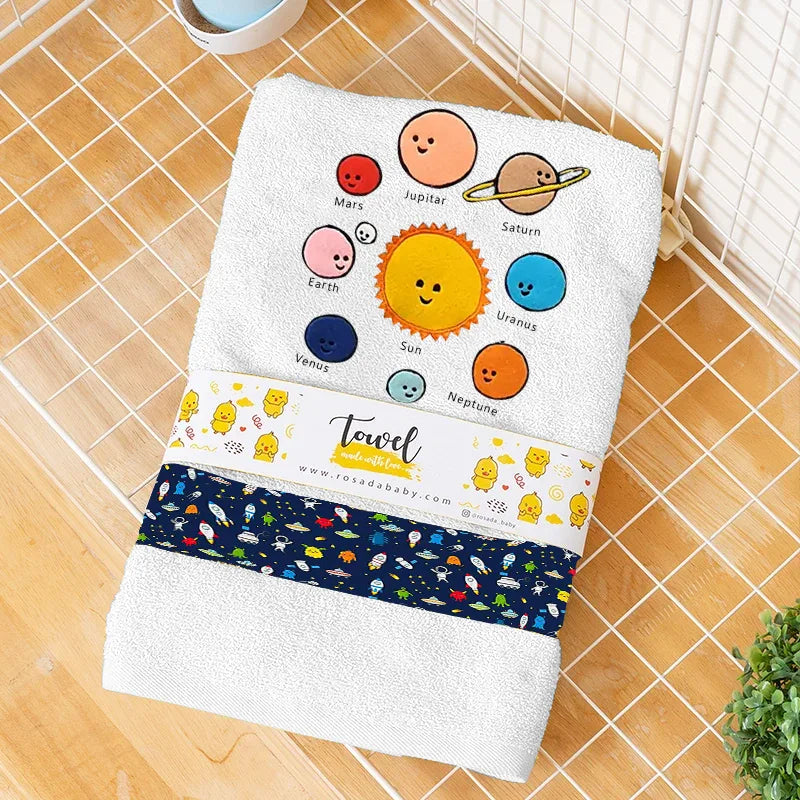 Solar System Towel - Close-up of Solar System Logo on Towel