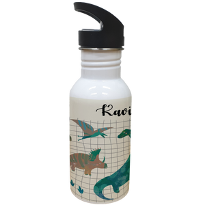 Steel Sipper Bottle (530ml) - White Dino